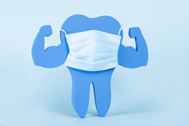 蓝色和非常强壮的肌肉健康牙齿面膜图片下载