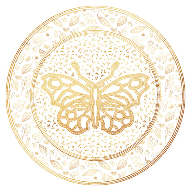 装饰艺术圈，圆形边框，框金色插图图片下载