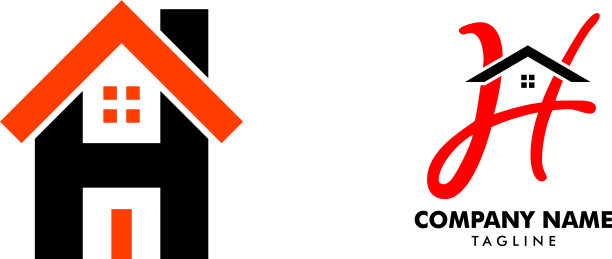 带房屋logo的首字母H图片下载