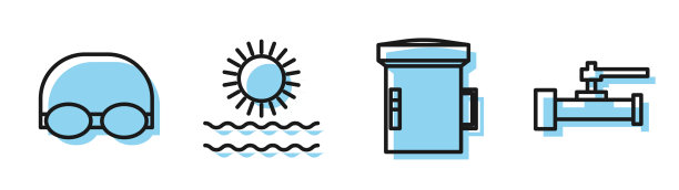 为潜水员的眼镜和帽子设置一排大手电筒图片下载