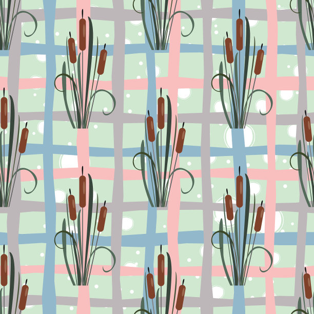 无缝图案与优雅的芦苇丛图片下载