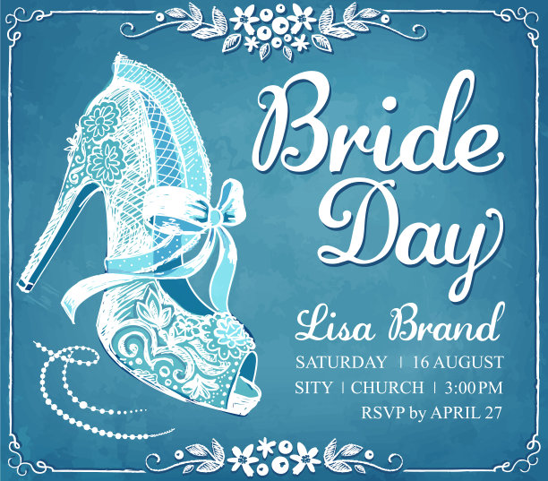 新娘送礼会的邀请卡与美丽的花边图片下载