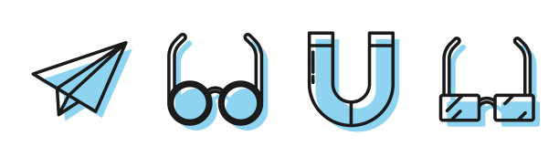 设置线磁铁纸飞机眼镜和图片下载