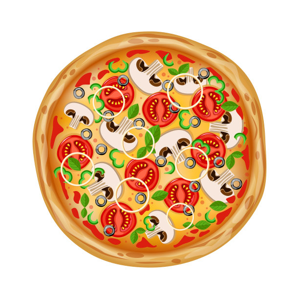 俯视图披萨与各种配料。整个披萨有各种配料。意大利披萨图片下载
