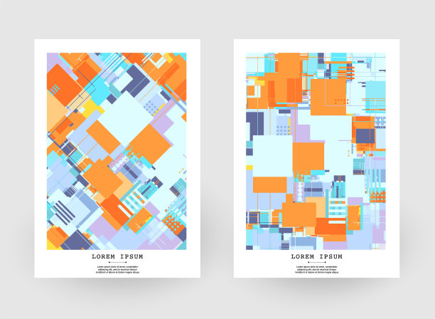 封面设计现代笔记本卡片旗帜孤立在明亮的背景，矢量插图。现代派明亮的色彩，极简的蓝色，橙色的夏季背景，几何设计海报，艺术概念。图片下载
