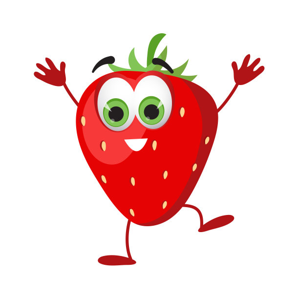 有眼睛的草莓。卡通有趣的水果角色图片下载