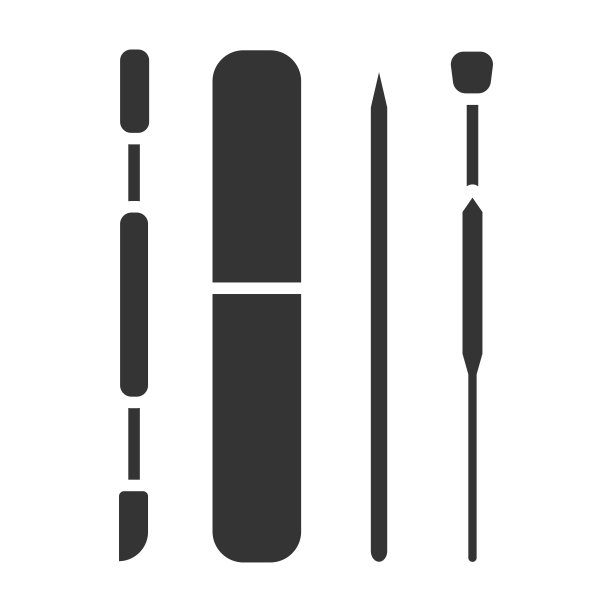 美甲和足疗器械黑色字形图标。工具:推杆，指甲锉。指甲服务。美容行业。图标为网页，促销。UI UX GUI设计元素。图片下载