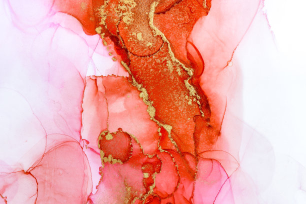 豪华的红色和金色抽象背景。墨水设计。时髦的墙纸。现代的当代艺术。图片下载