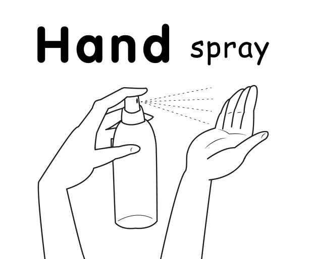 Line画了一个手持喷雾瓶的女性手。图片下载