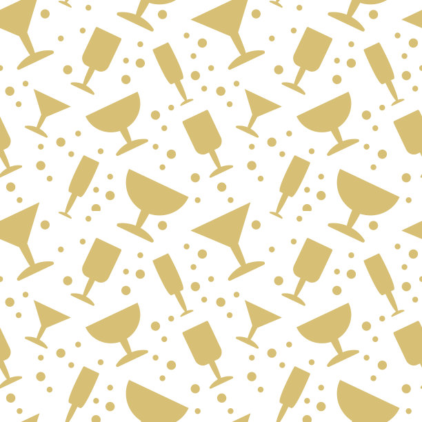 酒杯，香槟，飞溅，泡沫。无缝矢量模式在平面风格。单色图片下载