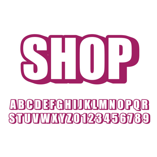 3d白色紫色字体字母和数字商店图片下载