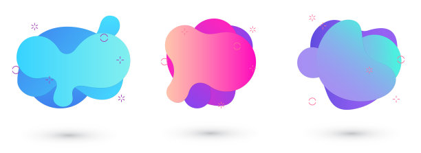 抽象的液体背景设置孤立的白色。梯度抽象形状与流动的液体形状图片下载