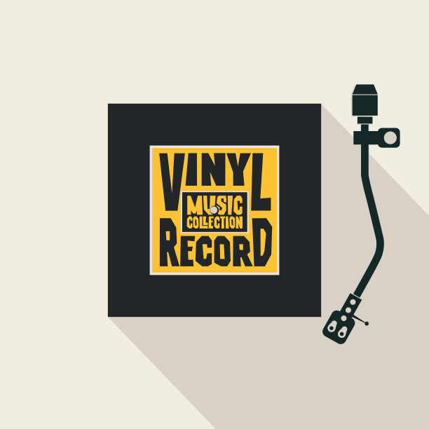 矢量音乐海报与黑胶唱片和播放器图片下载