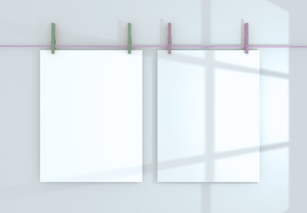 两个美国信大小海报模型与自然光影在顶部。3d渲染。图片下载