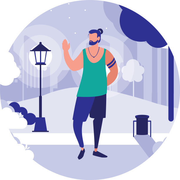 在城市公园里散步的人图片下载