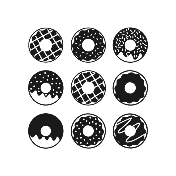 矢量甜甜圈图标在时尚的平面风格图片下载