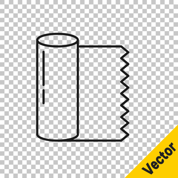 黑色线条纺织织物卷图标隔离在透明的背景上。卷，垫子，地毯，布，地毯或纸卷图标。矢量图图片下载