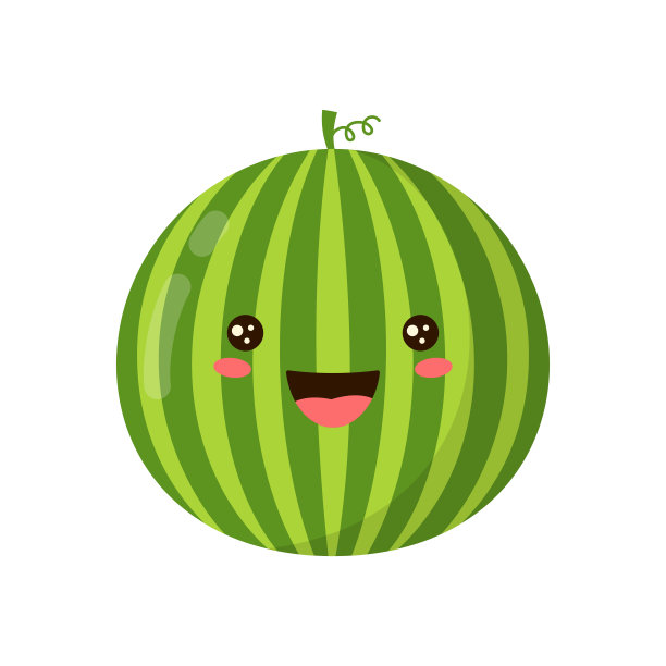 卡通西瓜孤立在白色，矢量插图图片下载