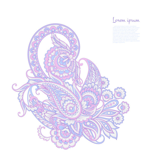 孤立的佩斯利矢量装饰图片下载