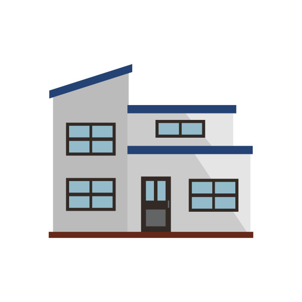 白色联排别墅与蓝色屋顶插图图片下载