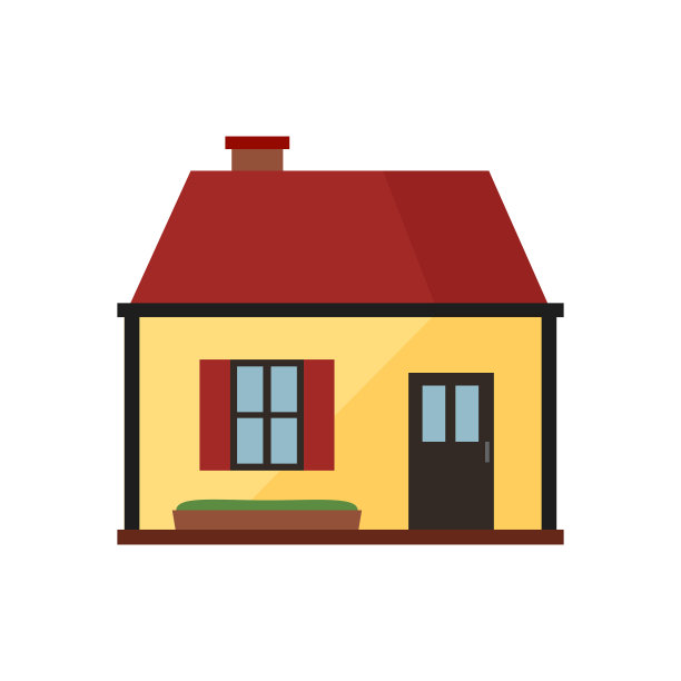 黄色小屋与棕色屋顶插图图片下载