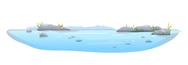 池塘装饰用石头隔开图片下载