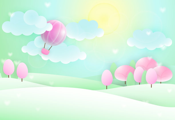 热气球在冬季乡村飞行的背景图片下载