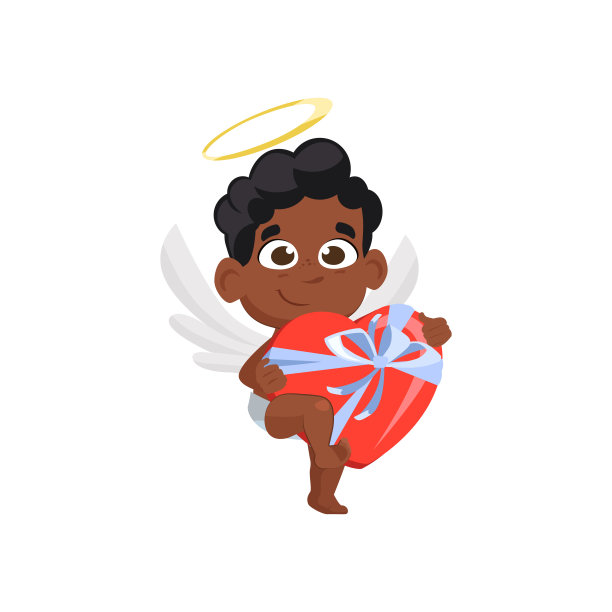 非洲丘比特心形巧克力盒插图图片下载