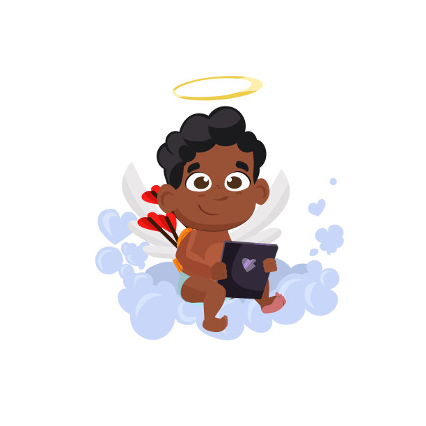 非洲丘比特与爱的书插图图片下载