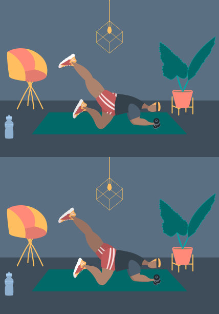 健美的人穿着运动服在家锻炼。积极健康的生活方式理念。体育竞赛，室内健身，体育运动。平面矢量插图在房间家具。时尚简单的室内图片下载