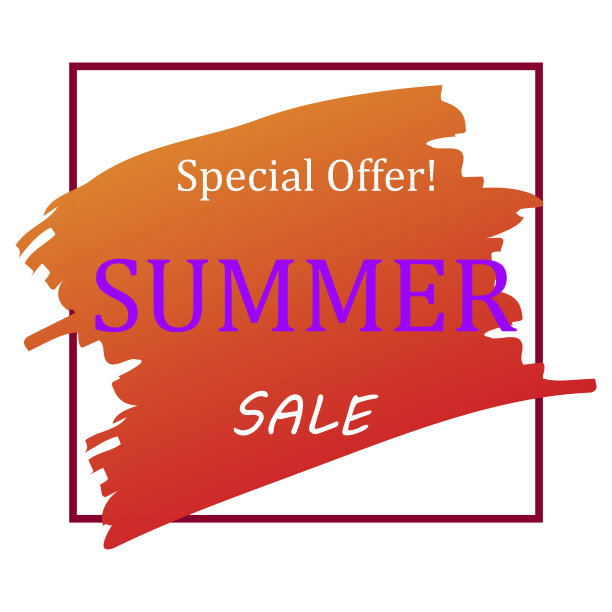 油漆刷。夏季销售矢量图像。水彩笔触在一个框架。股票的照片。图片下载