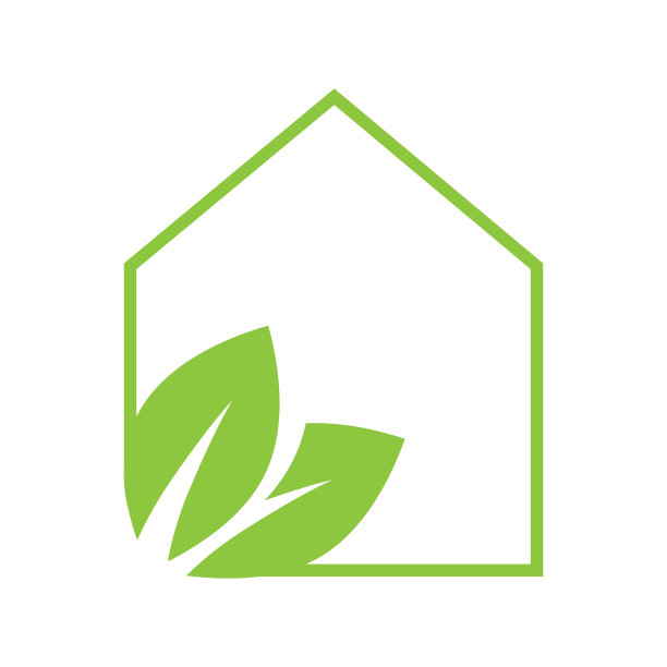 简单的房子形状，有两片绿叶图片下载
