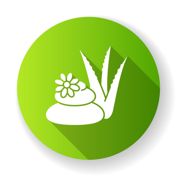 水疗治疗绿色扁平设计长阴影字形图标。美容和皮肤。有机植物疗法。美容院。放松和幸福。剪影RGB彩色插图图片下载