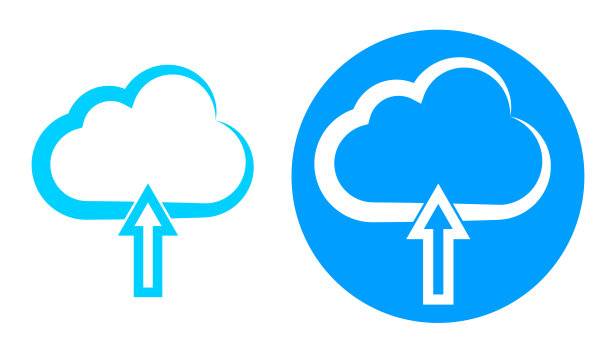 云数据下载图标。带下载箭头的蓝色云图片下载