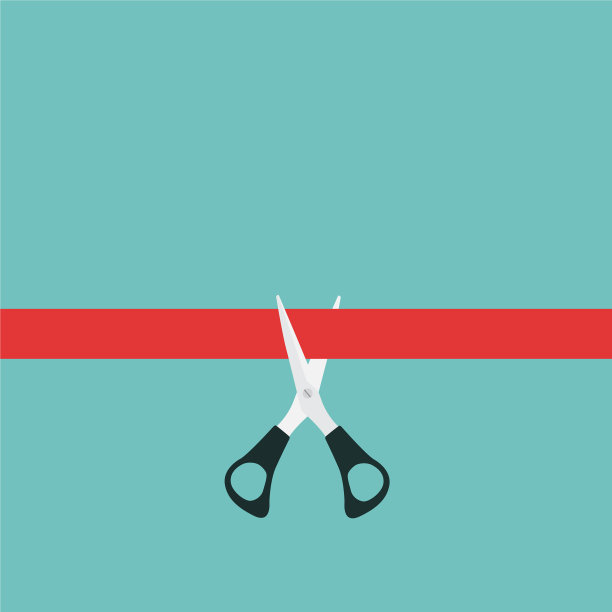 剪子剪红丝带盛大开幕概念图片下载