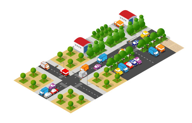 等距城市，道路和街道图片下载