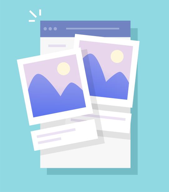 照片图像文件和图片存储手机应用程序在线服务或数字相册图库软件web为智能手机矢量平面卡通，手机应用程序设计的概念图片下载