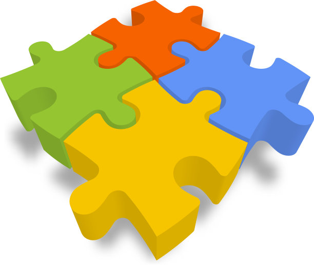 4张七巧板拼图团队合作图片下载