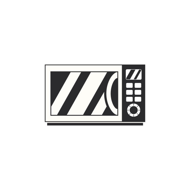 黑白复古微波图标。的厨房电器。物体与背景是分开的。向量元素图片下载