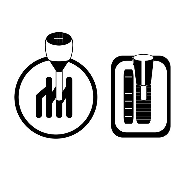 轮廓黑色轮廓套不同的变速箱。手动和自动变速箱隔离在一个白色背景。矢量对象图片下载