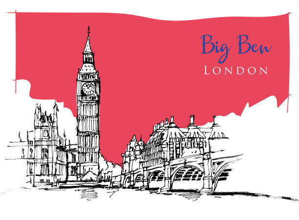 素描大本钟图片下载