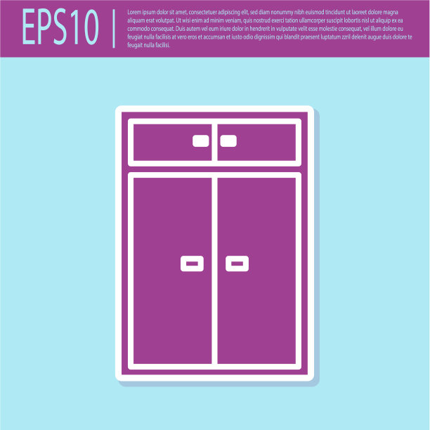 复古紫色衣橱图标孤立在绿松石图片下载