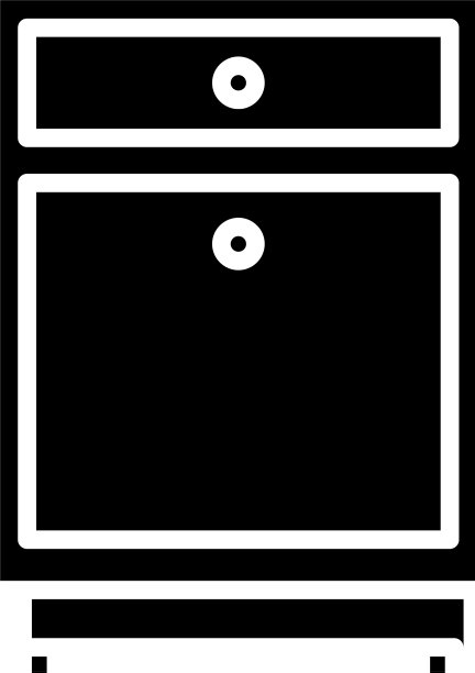 黑色家具床头柜图标孤立在白色上图片下载