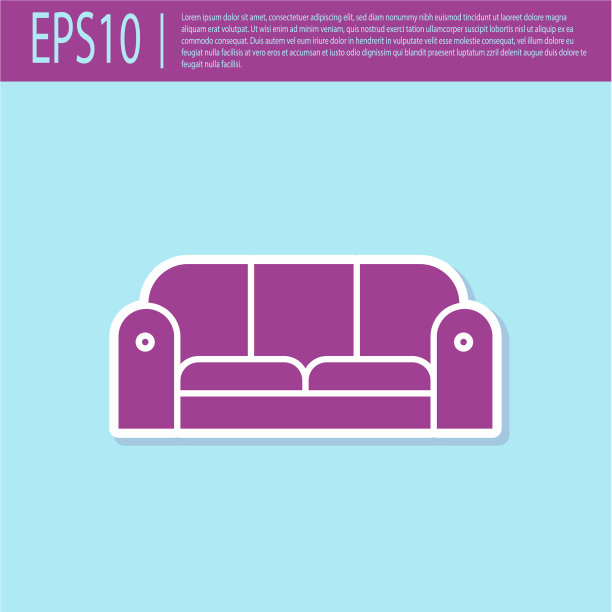 复古紫色沙发图标孤立在绿松石图片下载