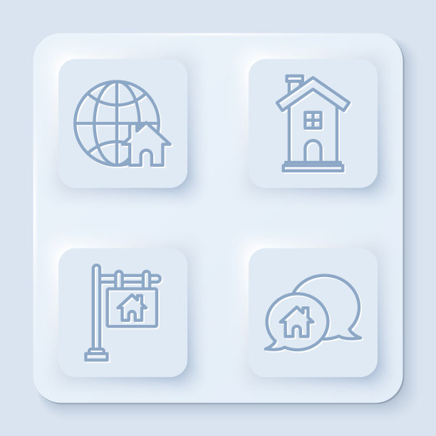 设置线地球仪与房子的象征家的象征图片下载