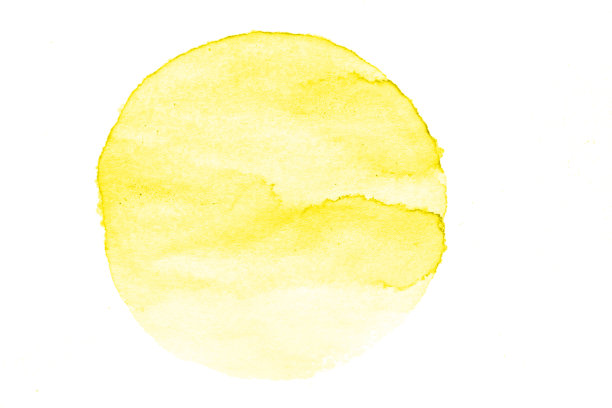 黄色水彩圈孤立在白色图片下载