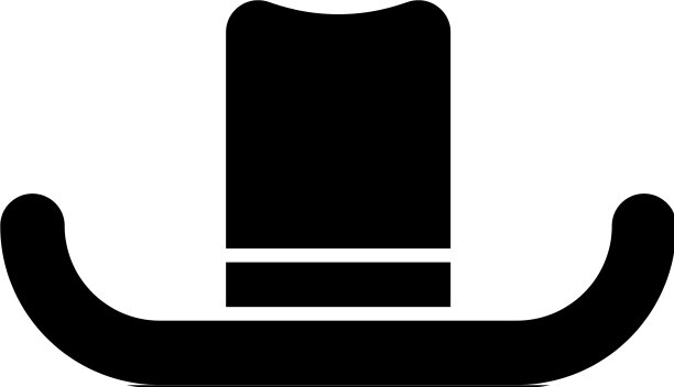 黑色男子帽子与丝带图标孤立在白色图片下载