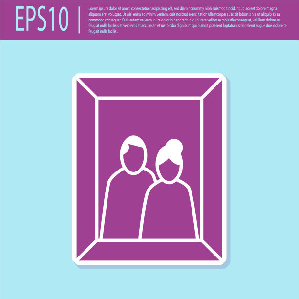 复古紫色相框上的表图标孤立图片下载