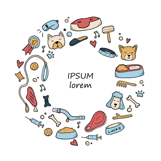 手绘狗涂鸦模板图片下载