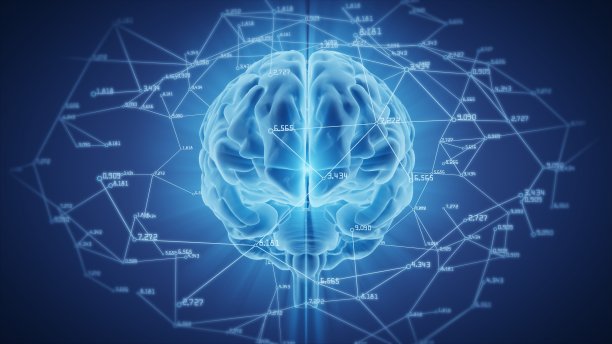 3d渲染大脑与计算和数学数据图片下载